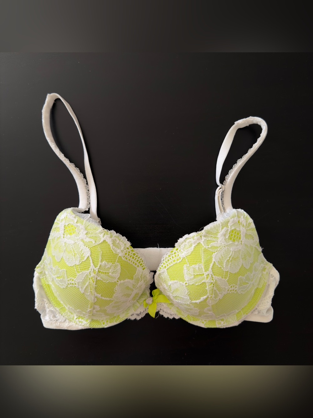 Victoria's Secret White Lace Neon Push-Up Bra